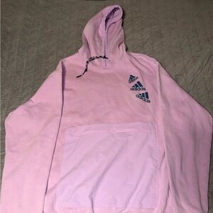Adidas Light Pink Hoodie with Blue Logo